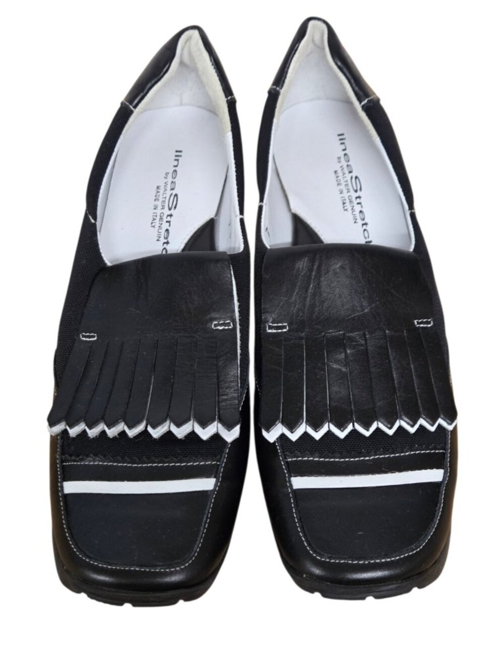 Walter Genuin Linea Stretch Leather Golf Shoes Womens 7 Black Kiltie Slip On